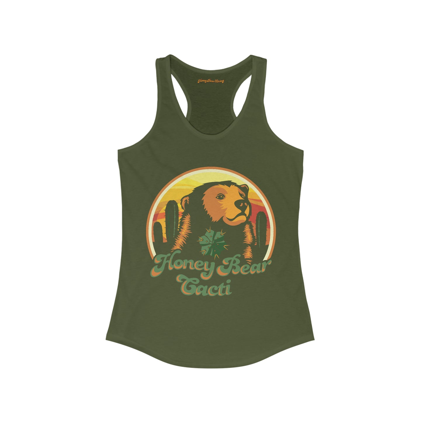 Womens Racerback HoneyBear Cacti Tank